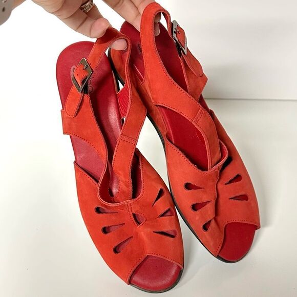 Arche Open Toe Slingback Wedge Red Sandals Size 40 - Picture 1 of 13